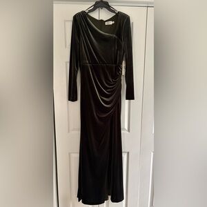 Eliza J Olive Green Velvet Gown. Size 14. NWT.